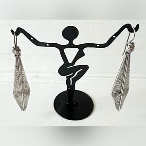 Antique Silver Signed 925 Tribal Earrings